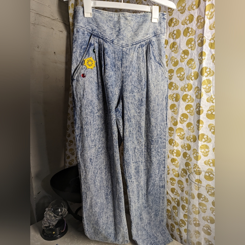 Vintage 80s sailor acid washed jean shirt and pants set - Picture 3 of 15